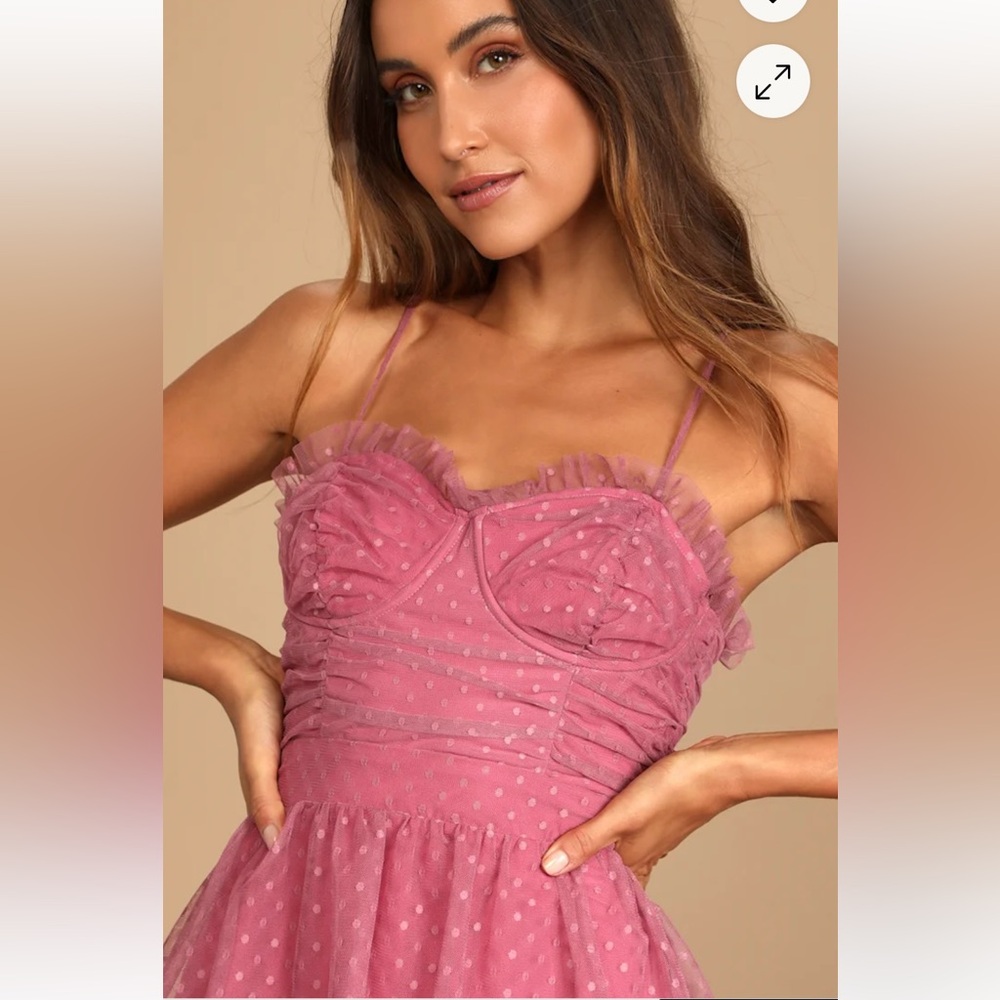 Lulu's Dusty Rose Polka Dot Dress